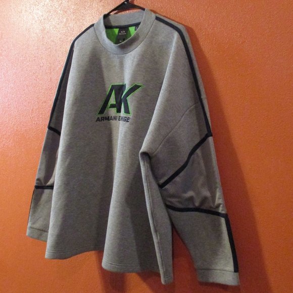Armani Exchange Men XXL Gray Green Black Warm Outdoors Long Sleeve Sweatshirt - Picture 4 of 6